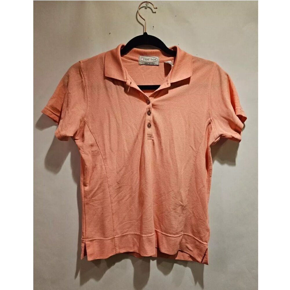 TEHAMA Polo Shirt Tech Short Sleeve Women's Size Small Pink
